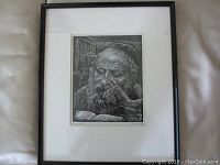 Full view of the framed woodcut print showing the detailed portrait of the Hebrew scholar.