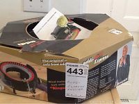 Original box featuring Addi Express Kingsize knitting machine branding and product information in English and other languages.