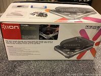 Box of Ion TUUSBx USB turntable with features and image on sides
