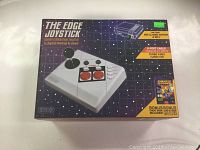 Box front showing the Edge Joystick with features listed: for NES Classic Edition, 9-foot cable, Turbo Fire buttons, cheat codes included.