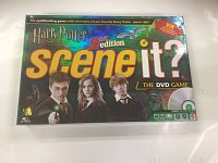 Front view of the Harry Potter 2nd Edition Scene It? DVD game box showing main characters and game title.