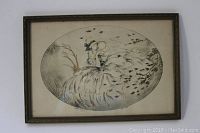 Full view of the framed vintage lithograph 'Breeze' by Berte, showing the overall condition and frame.