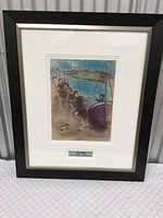 Framed print showing full artwork in frame with glass and label below.