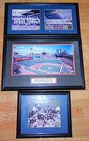 Lot of 3 framed official MLB Boston Red Sox World Series photos, showing entire set laid on floor