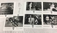 Seven promotional photos for 'Cool World' on white surface showing a mixture of black and white live action and animated images.