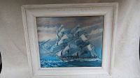 Front view of the 3D sailboat artwork in a white frame showing the entire piece.