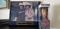 Framed photo of Joe Torre and Rudy Giuliani with signatures and Rudy Giuliani bobblehead in box.