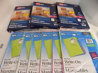 Overview of the lot showing 3 sealed packs of Avery shipping labels and 6 packs of Avery Big Tab Write-On dividers.