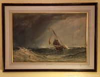 Full frontal view of framed watercolor painting showing overall composition and frame condition