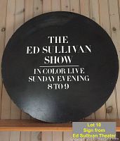 Front view of the round Ed Sullivan Show sign, showing full text and condition.