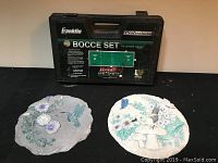 Franklin Professional Player Series bocce ball set case and 2 garden stepping stones with floral and bird designs