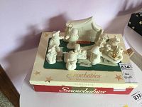 Snowbabies nativity stable and eight bisque figurines on original box