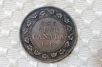 Reverse side showing 'ONE CENT CANADA 1912' inscription with wreath decoration.