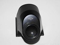 Front view of Hasselblad NC-2 prism viewfinder showing curved eyepiece and Hasselblad VF logo.
