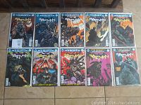 Front covers of Batman Rebirth comic books issues 1 to 10 laid flat showing condition and cover art.