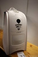Front view of Honeywell QuickSteam humidifier showing overall design and front vents.