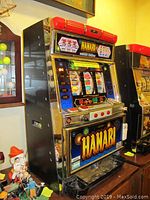 Front view of Hanabi slot machine showing marquee, reels, control panel