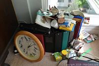 Overview image showing all items including wall clock, binders, clipboards, and various stationery supplies.