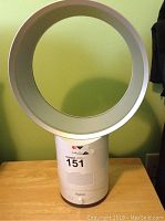 Front view of Dyson bladeless fan on tabletop