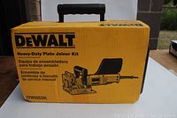 Front of yellow DeWalt Heavy-Duty Plate Joiner Kit box with branding and model DW682K