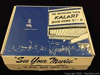 Original box for Kalart EV8 Mark II movie editor-viewer with retro design and text