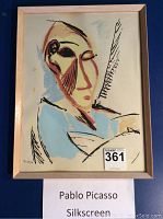 Full view of framed silkscreen print with label