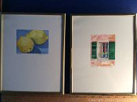 Both framed watercolours shown side by side; lemons and window paintings.