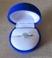 Ring in blue velvet presentation box