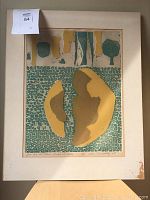 Front view of the signed intaglio print with mat board showing overall condition and artwork.