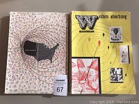 Two Western Advertising magazines and the original box with a US map graphic on it