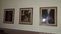 Full view of the three framed photographs hung side-by-side on a wall, showing overall presentation.