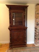 Front view of solid wood secretary hutch