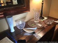 Group view of all six items on wooden table
