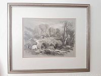 Full frontal photo of the framed drawing sketch showing the entire artwork and frame, capturing overall condition and presentation.