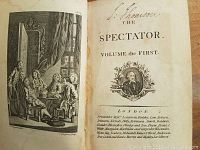 Title page of The Spectator Volume the First with handwritten ownership signature