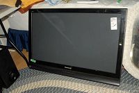 Panasonic plasma TV front view showing screen and logo on bezel