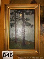 Full front view of framed oil painting showing overall composition