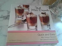 Cover of the cookbook "Just Mini Desserts" by Robert Zoiwing showing images of mini dessert shots with chocolate and cream.