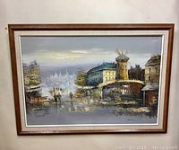 Full view of framed painting showing overall composition and frame style