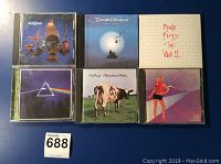 Front covers of six CDs laid out showing album artwork from Pink Floyd and related artists.