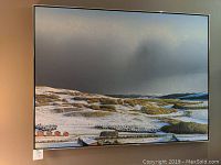 Frontal view of framed oil painting showing entire composition