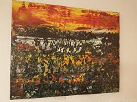 Full view of painting showing overall composition and texture