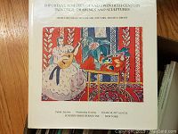 Cover of Sotheby's catalogue titled 'Important Nineteenth and Twentieth Century Paintings, Drawings and Sculptures' featuring a colorful painting of a woman playing a lute in a room with patterned rugs and objects on a table.