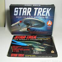 Box of Star Trek Build the USS Enterprise paper model kit and box of Star Trek The Original Series Crew Member's Exploration Pack.