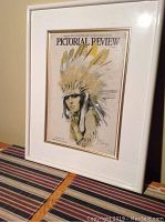 Framed print showing the full Pictorial Review cover with a Native American Chief feather headdress woman.