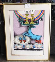 Full view of the framed Pinchas Shaar print showing the full artwork and frame condition.