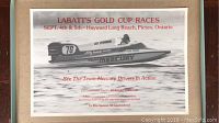 Full view of Labatt's Gold Cup Races event poster showing image of Team Mercury racing boat.