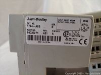 Clear label on Allen Bradley 1794-ASB showing input/output specs, part number and manufacturing date.