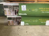 Photo showing two boxed Spiral Ribbon Trees with green packaging labeled #0477486