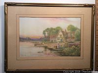 Front view of framed English watercolour print showing overall condition and scene